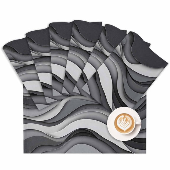 Placemat Grey White Black Placemats for Dining Table Abstract Art Washable Table Mats for Party Kitchen Dining Decoration
