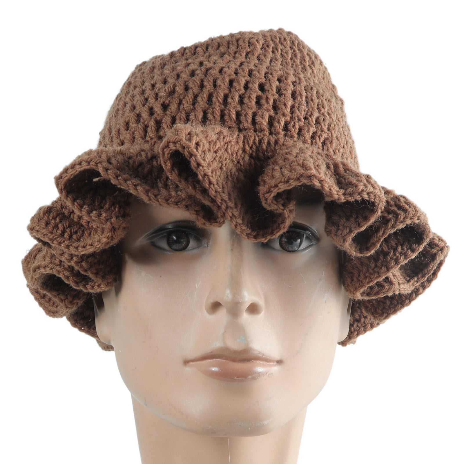 Huhudde Adult Crochet Bucket Hat Handmade Ruffled Brim  display picture 1