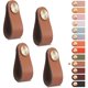 thumbnail image 1 of 4 piezas de manijas de cuero para muebles, perilla de puerta de armario, perilla de cuero para cajón, manija de muebles vintage para gabinetes, tocador, cocina, baño (café claro, un solo orificio), 1 of 5