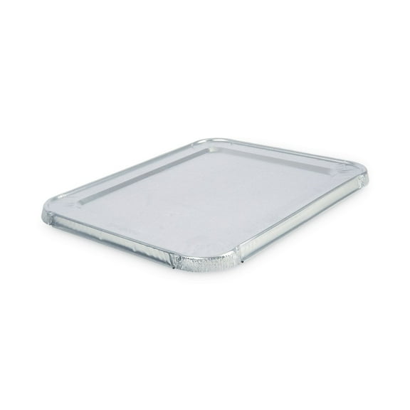 Boardwalk BWKLIDSTEAMHF 10.5 in. x 12.81 in. x 0.63 in. Aluminum Steam Table Pan Lids (100/Carton)