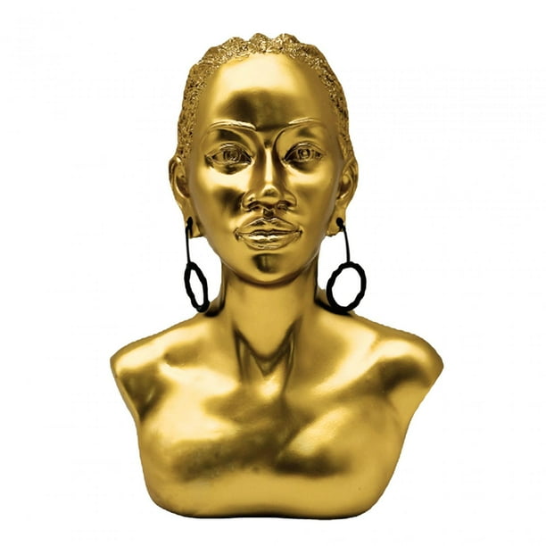 Estatua de mujer africana, adorno estético, retrato, estatuas, resina artesanal Pelo largo