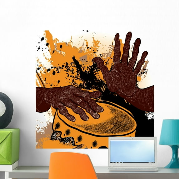 African Drummer Wall Mural by Wallmonkeys Peel and Stick Graphic (24 in H x 24 in W) WM92666