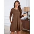 thumbnail image 3 of Chiclily Robe Décontractée à Manches Longues pour Femmes Dark Coffee TG Tunique Robe T-Shirt Ample avec Poches, 3 of 7