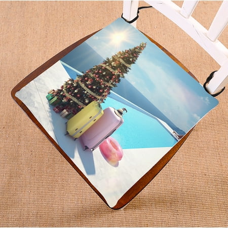 ABPHQTO Christmas Vacation At Pool 3D Rendering Chair Pad Seat Cushion Chair Cushion Floor Cushion Two Sides Printing 18x18 Inch