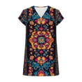 thumbnail image 7 of Dreluolixua Shirts for Women Satin Plus Size V Neck Tee Lightweight Short Sleeve Shirt Print Casual Tops, 7 of 7