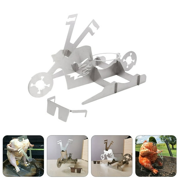 PBPBOX Motorbike Style Chicken Grill Rack Rotisserie Cooker Stand Turkey Roasting Rack BBQ Grill Stand