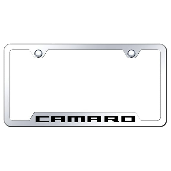 Chevrolet Camaro License Plate Frame - Laser Etched Cut-Out Frame - Stainless Steel