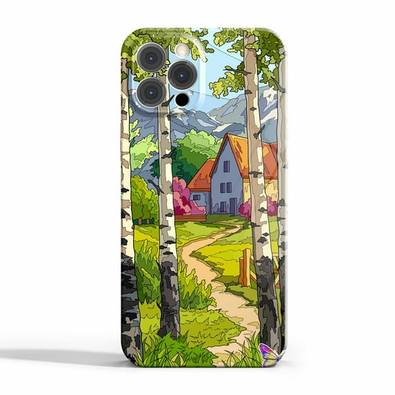 Forest Cabin Case Compatible with iPhone 14 Pro Max,Aesthetic Art Design Full Cover Protective Case