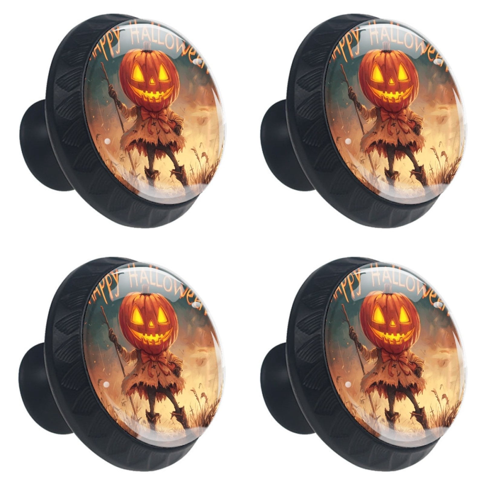 4 Pcs Happy Halloween Knobs for Kitchen Cabinet Cupboard Dresser Bookcase Drawer Pulls Handles Round Home Decor