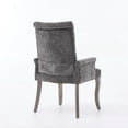 thumbnail image 2 of Upholstered Chenille Fabric Accent Chair with Armrests & Curved Solid Wood Legs Elegant Tufted Dining Chair for Dining Room Kitchen Living Room Gray Single Pack, 2 of 6