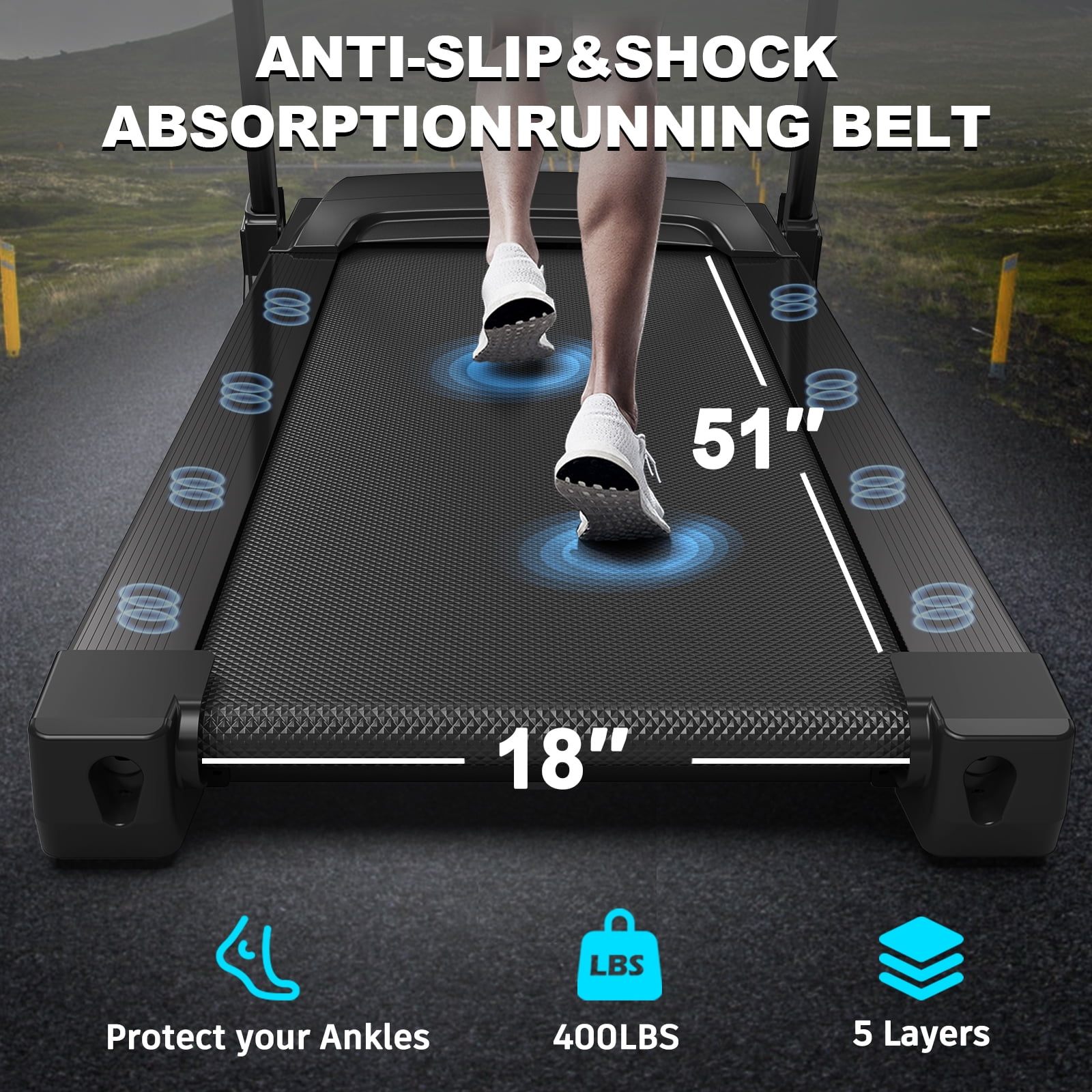 Treadmills for Home, Electric Treadmill with Automatic Incline, Foldable 3.5HP Workout Running Machine Walking