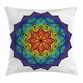 thumbnail image 1 of Rainbow Mandala Throw Pillow Cushion Cover, Colorful Mandala Design with Blossoming Cinnamon Flower Oriental Flora, Decorative Square Accent Pillow Case, 24 X 24 Inches, Multicolor, by Ambesonne, 1 of 2