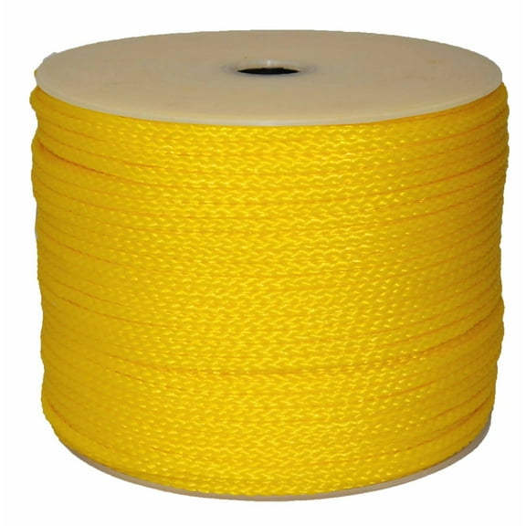 T.W . Evans Cordage 1/4" X 500' YELLOW HOLLOW BRAID POLYPRO ROPE