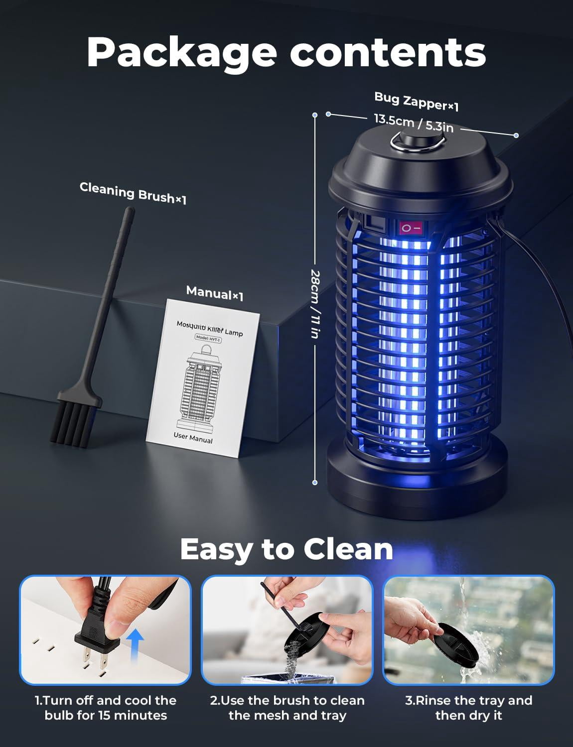 Zapper Outdoor Indoor Waterproof Electric Mosquito Lamp Fly Killer Effective 4200v Plug In For Home Patio Office Courtyard