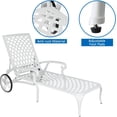 thumbnail image 7 of VINGLI Cast Aluminum Outdoor Chaise Lounge Chair with Wheels, Tanning Chair with 3-Position Adjustable Backrest, Patio Chaise Lounge Reclining Chair Poolside Lounge Chair (White, Without Cushion), 7 of 7