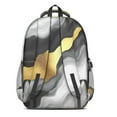 thumbnail image 3 of Black White and Gold Marble Backpack for School,Cute School Bag,Schoolbag with Adjustable Shoulder Straps & Padded Back,16.9 Inch, 3 of 5