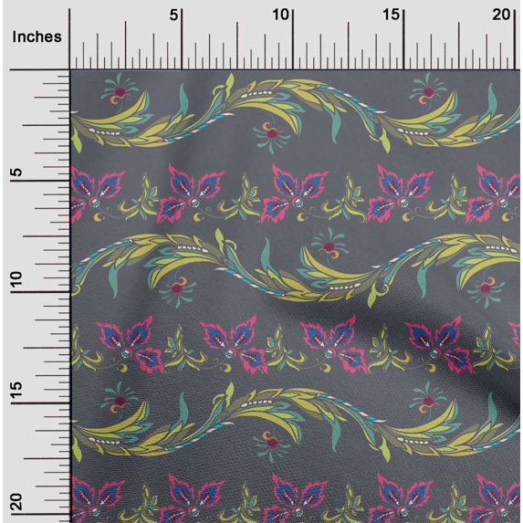 oneOone Organic Cotton Voile Fabric Leaves & Floral Artistic Fabric Prints By Yard 42 Inch Wide