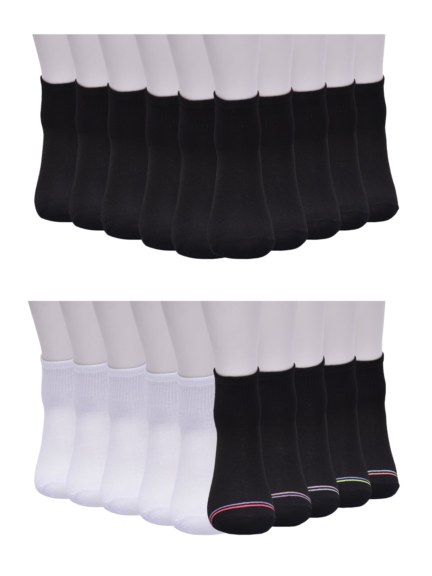 Wonder Nation Girls Ankle Sock, 20 Pack, Sizes S-L
