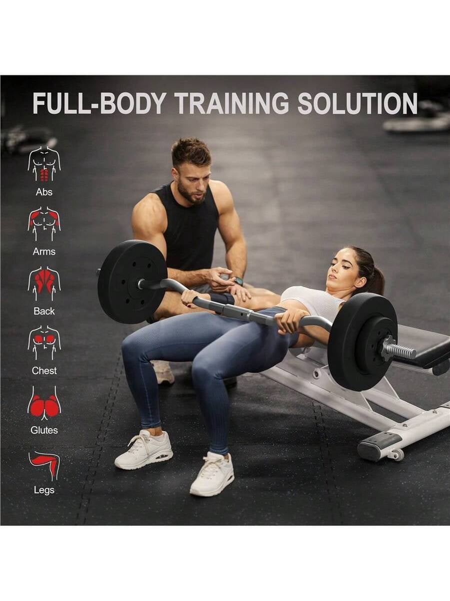 XX 44lb Detachable Barbell Weight Set With Plates And Star Locks Weight Lifting Bars Set For Strength Training