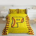 thumbnail image 2 of Manfei Letter P Monogrammed Bedding Comforter Set,Baseball Game Twin Comforter Sets,Yellow Red Bedding Set For Boy,Microfiber Room Decorative Reversible,2pcs, 2 of 8
