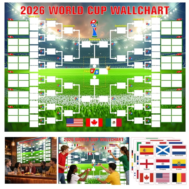 Póster del calendario del Mundial de Fútbol 2026 YANGALOOP de 90 x 60 cm