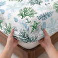 thumbnail image 3 of Twin XL Size Fitted Sheet Set - Sage Green Coastal 2 Piece Bedding Sets 16" Deep Pocket Fitted Sheet with 1 Pillowcases, Coral Starfish Seaside Summer Beach Brushed Microfiber Hotel Luxury Bed Sheets, 3 of 9