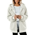thumbnail image 4 of Womens Fleece Jacket Fall Winter Oversized Lightweight Zip Up Hooded Fuzzy Casual Coats With Pockets Outerwear, 4 of 7