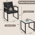 thumbnail image 3 of Walsunny 3 Piece Modern Patio Bistro Set,All-Weather Patio Furniture Set with Glass Top Coffee Table,Rattan Conversation Set with Cushions and Side Table for Balcony Porch Garden Backyard,Black, 3 of 8