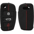 thumbnail image 1 of Funda para llave de coche compatible con llave de 3 botones de Audi - Carcasa protectora de silicona suave - Negro-Rojo, 1 of 5