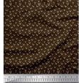 thumbnail image 1 of Soimoi Brown Modal Satin Fabric Alphabet V Text Print Fabric by Yard 42 Inch Wide, 1 of 3
