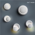 thumbnail image 3 of Aplique de pared LED moderno blanco para interiores, ajustable, giratorio, iluminación direccional de 350 grados, para sala de estar, dormitorio y baño, blanco cálido, 5 W, 3 of 5
