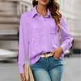 thumbnail image 3 of OGLCCG Sequin Shirts for Women Shiny Casual Long Sleeve Button Down Glitter Blouse Dressy Fashion Lapel Collar Sparkly Party Shirt Tops,M,Purple, 3 of 7