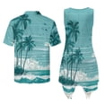 thumbnail image 7 of Psesaysky Hawaii Palm Ocean Wave Print Mens Shorts Sleeve Shirt &Womens Sleeveless Flowy Tunic Dress Plus Size His and Her Topical Shirts or Dresses Couples Matching Hawaiian Luau Outfit, 7 of 7