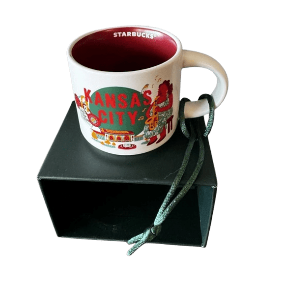 Starbucks Discovery Series Kansas City Espresso Demitasse 2oz Ceramic Mug with Ornament Hanging String