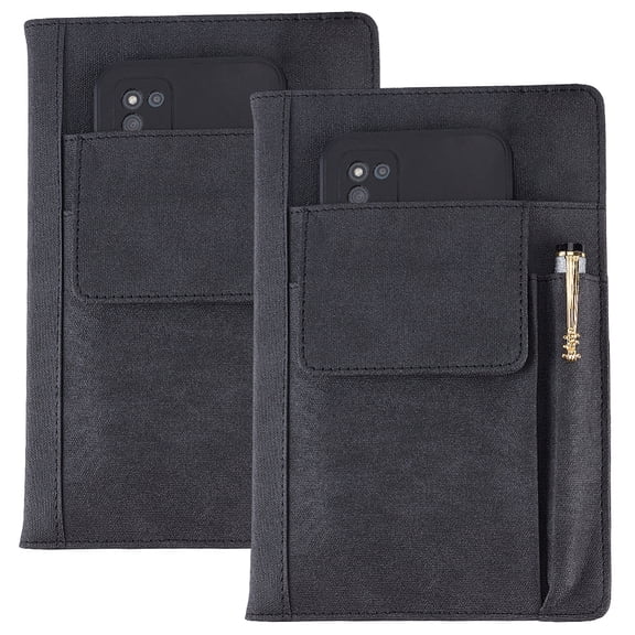 2pcs PU Leather Book Cover Notebook Wraps Rectangle Black 217x155x19mm