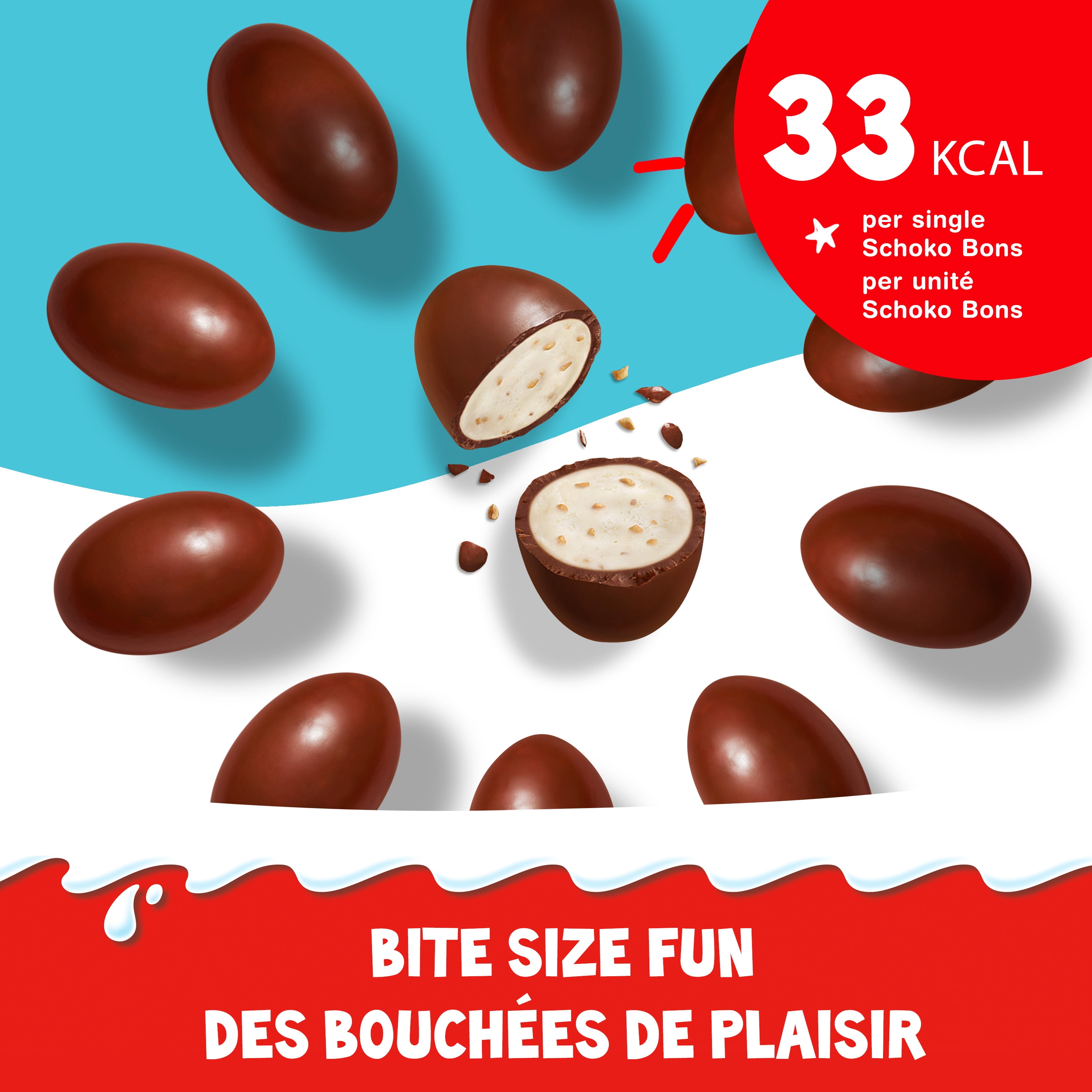 Kinder Schokobons, friandise aux noisettes et au chocolat au lait emballées individuellement, bon bon de Pâques pour les enfants