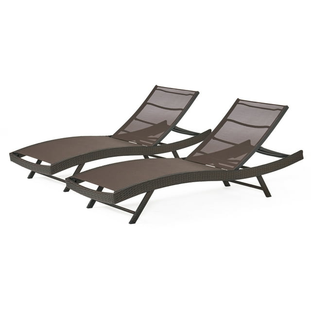 GDF Studio Eliana Outdoor Mesh and Wicker Adjustable Chaise Lounge