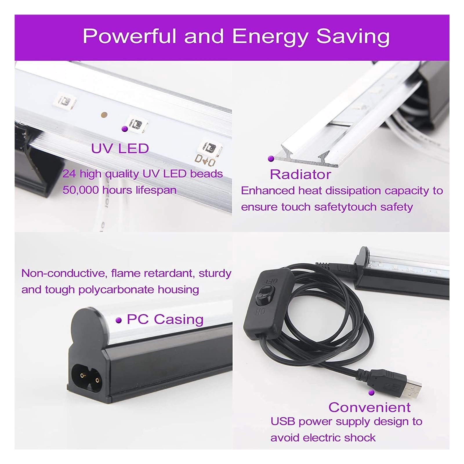 UV Black Light Tube USB Port LED Black Purple Light KTV Bar Dj For Fluorescen Glow Dark Party Stage Blacklight Birthday 10W