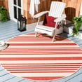 thumbnail image 3 of SAFAVIEH Beach House Henry Striped Indoor/Outdoor Area Rug, Beige/Red, 5'3" x 5'3" Round, 3 of 9