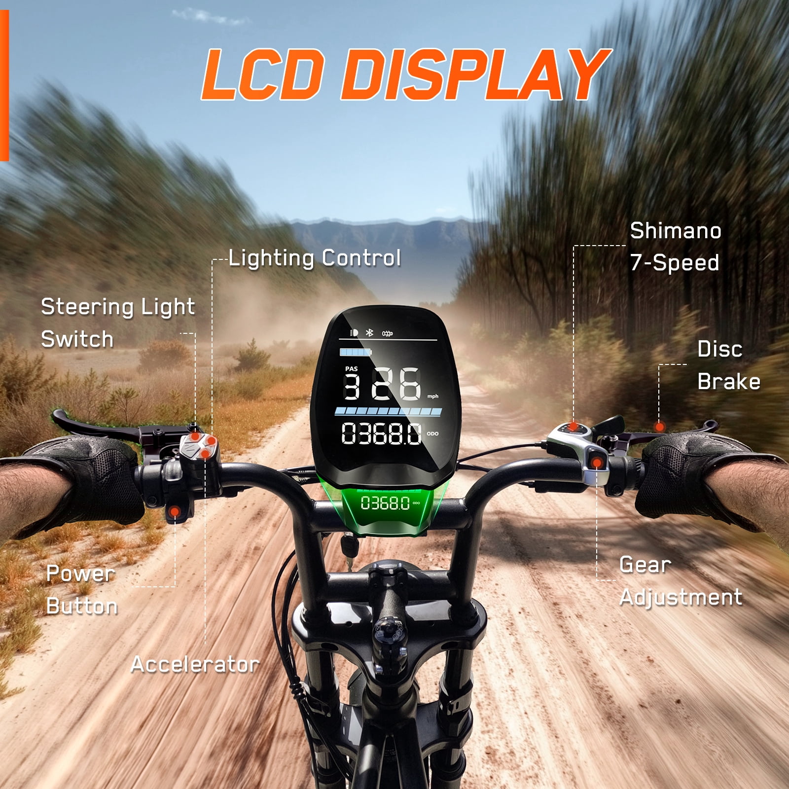 Electric Bike for Adults, 20"x4.0 Fat Tire E Bicycle, 750W Motor 48V 15Ah Removable Battery 7-Speed E Mountain Bike, UL2849, LCD Display