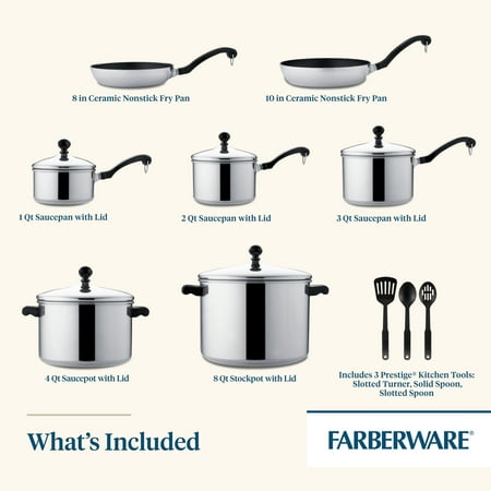 Farberware - Classic Series 15-Piece Cookware Set - Stainless Steel