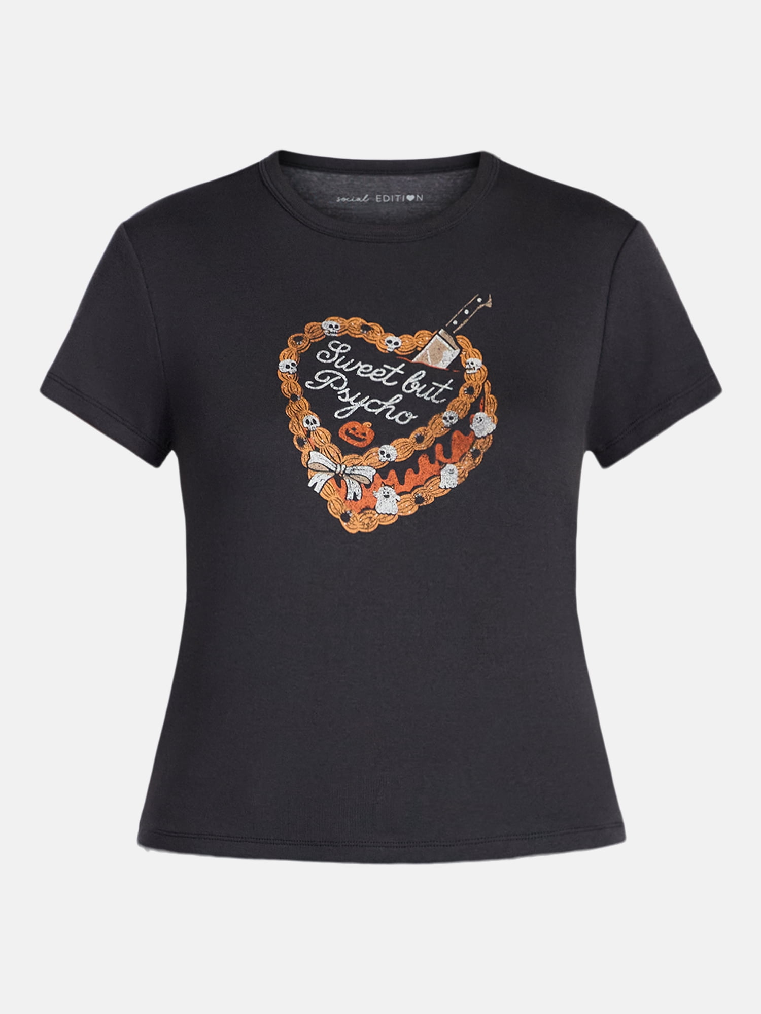 Halloween Women's Sweet But Psycho Graphic Tee with Short Sleeves, Sizes XXS-XXL