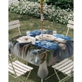 thumbnail image 3 of Square Outdoor Tablecloth with Umbrella Hole White Blue Spring Floral Outside Table Cloth Waterproof Patio Table Cover Pastoral Flowers Vintage Zipper Tablecloths for Picnic Party Camping 60x60 Inch, 3 of 8