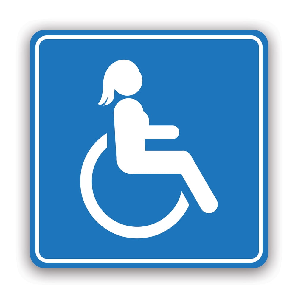 Female Handicap Sticker Decal Self Adhesive Vinyl Weatherproof Made in USA wheelchair