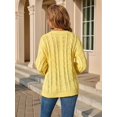 thumbnail image 5 of Womens Sweaters Knit Crew Neck Casual Long Sleeve Fall Tunic Sweater Tops Yellow M, 5 of 9