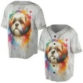 thumbnail image 3 of Watercolor Drip Shih Tzu Pop Art Colorful Portrait Artwork All Over Print 3D Baseball Shirt Lion Dog Lover Gifts Softball Sport - 01009, 3 of 6