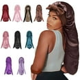 thumbnail image 3 of SDJMA Extra Large Satin Sleep Cap Soft Elastic Straps with Bow Tie, Button for Heavy Hair, 3 of 3