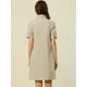 thumbnail image 4 of Vestido camisero de manga corta con botones y cinturón Allegra K algodón verano Beige XL, 4 of 5