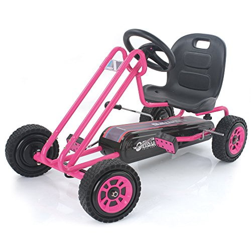 hauck Lightning Pedal Ride On Go Kart Toys for Boys and Girls, Pink