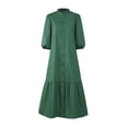 thumbnail image 3 of ZANZEA Women Stand Collar Puff Sleeve Button Down Ruffled Dress, 3 of 13